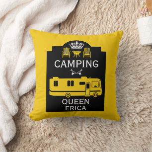 RV Camping Queen USA Throw Pillow