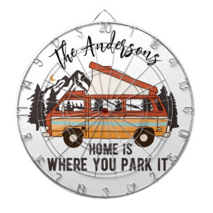 RV Camping Tent Trailer Home is Where You Park It Dart Board