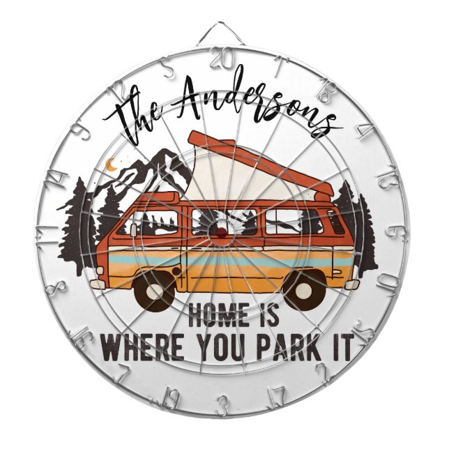 RV Camping Tent Trailer Home is Where You Park It Dart Board (Front)