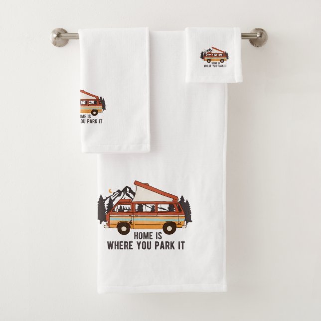 RV Camping Trailer "Home is Where You Park It"  Bath Towel Set (Insitu)