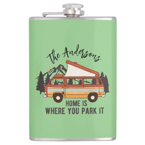 RV Camping Trailer Home is Where You Park It Flask