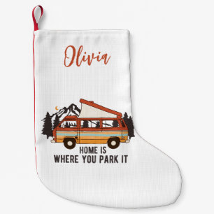 RV Camping Trailer "Home is Where You Park It"  Small Christmas Stocking