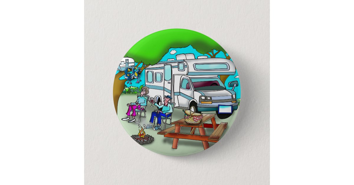 RV Cartoon 9475 Button | Zazzle