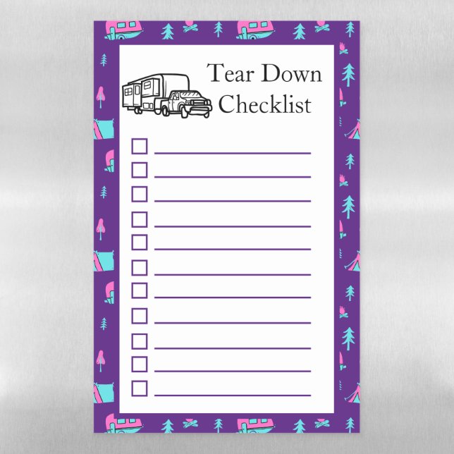 RV Checklist Magnetic Dry Erase Sheet (Vertical)