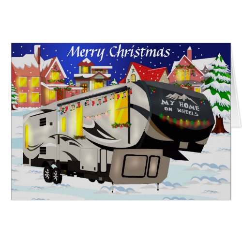 RV Christmas and Holiday Card with 5th Wheel