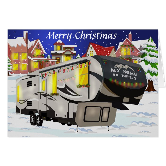 RV Christmas and Holiday Card with 5th Wheel | Zazzle.com