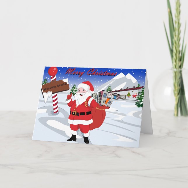 RV Christmas and Holiday with Santa Card (Front)