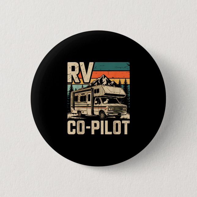 Rv co pilot rv camping camper sunset scenic  button (Front)