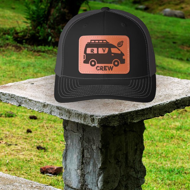 RV Crew Family Camping Matching Road Trip Group Leather Patch Hat (Creator Uploaded)
