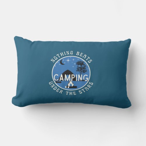 RV Dcor _ Blue Nothing Beats Camping Under Stars Lumbar Pillow