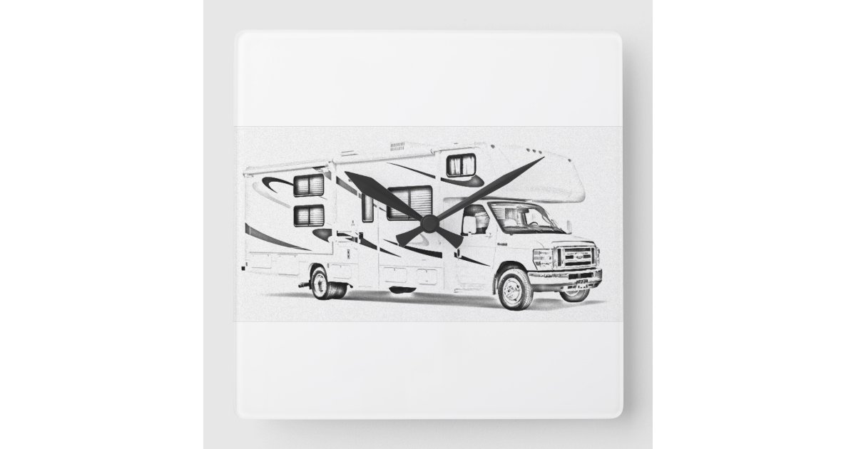"RV" design wall clocks Zazzle