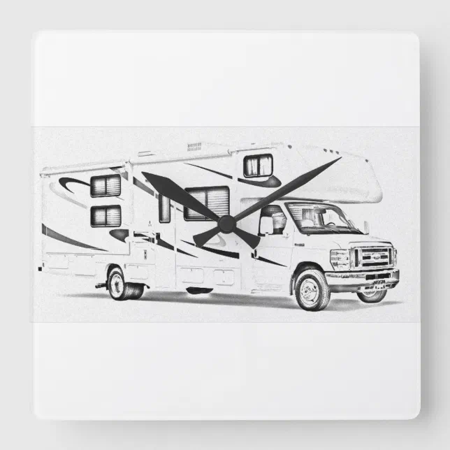 "RV" design wall clocks Zazzle