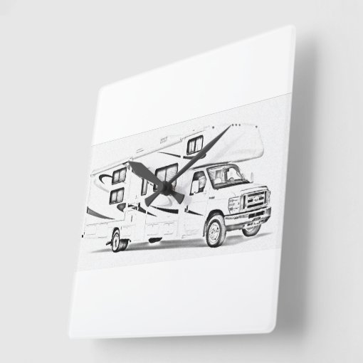 "RV" design wall clocks Zazzle