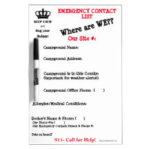 RV Emergency Contact Info Board-Where are we?