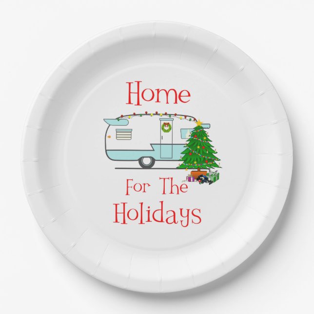 RV Home For The Holidays Paper Plates (Front)