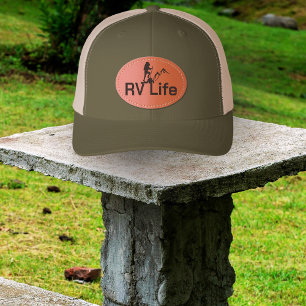 RV Life Campfire Club Weekend Camper Adventure Leather Patch Hat