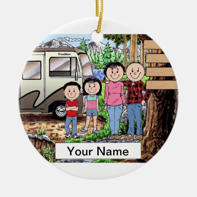 RV Lovers - 1 Boy, 1 Girl Ceramic Ornament (Front)
