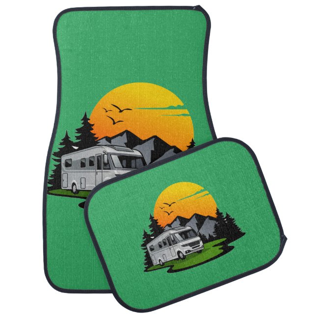 RV Motorhome Remote Forest Sunset Boondocking  Car Floor Mat (Set)