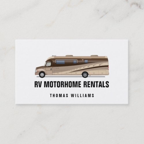 RV Motorhome Rentals and Sales Business Card