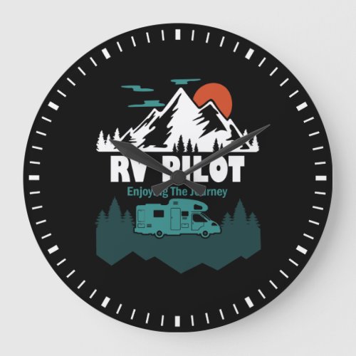 RV Pilot Camping Motorhome Travel Vacation Gift Large Clock