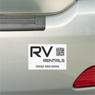 RV Rentals Custom QR (Black on White) Car Magnet