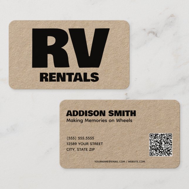 RV Rentals Custom QR Business Card (Front/Back)