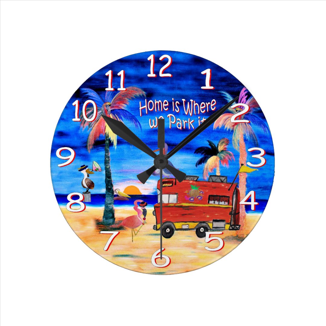 RV retro camper wall clock | Zazzle