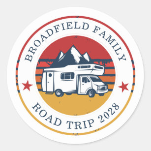 RV Road Trip Matching Family Camping Vacation Classic Round Sticker