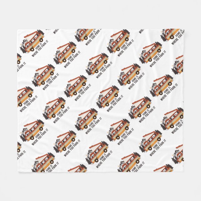 RV Tent Trailer "Home is Where You Park It" Fleece Blanket (Front (Horizontal))