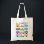 RV THERE YET? Campervan Vanlife Trailer Christmas Tote Bag<br><div class="desc">Hit the road with this sweet tote with a vintage retro camper with a holiday theme. Customize it by adding your own text. Check my shop for more matching items and other cute RV related designs!</div>