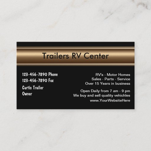 Customizable RV Trailer Business Cards