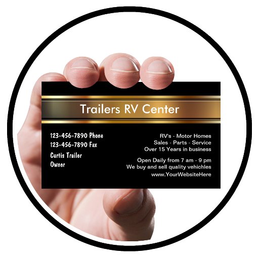 Customizable RV Trailer Business Cards