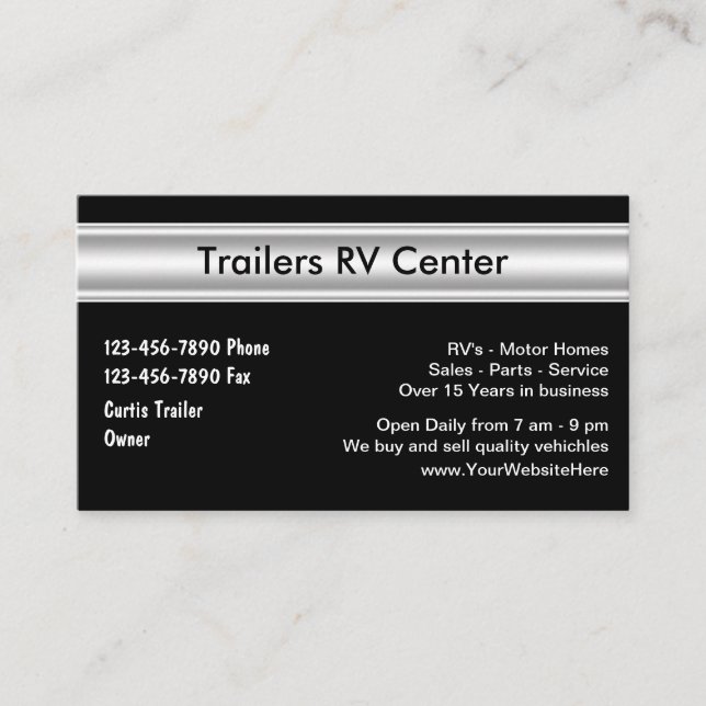 RV Trailer Business Cards (Front)