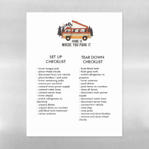 RV Trailer Editable Set Up and Tear Down Checklist Magnetic Dry Erase Sheet