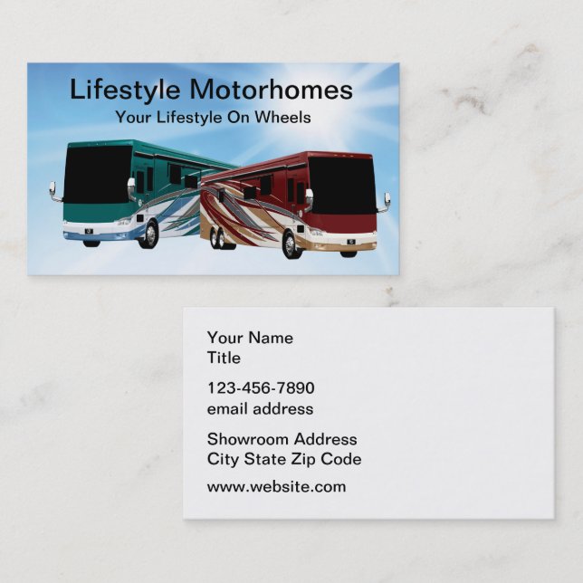 RV Trailers And Motorhomes Business Card (Front/Back)