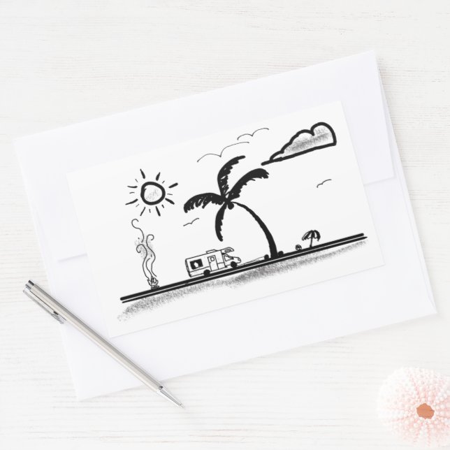 RVing at the Seashore  Rectangular Sticker (Envelope)