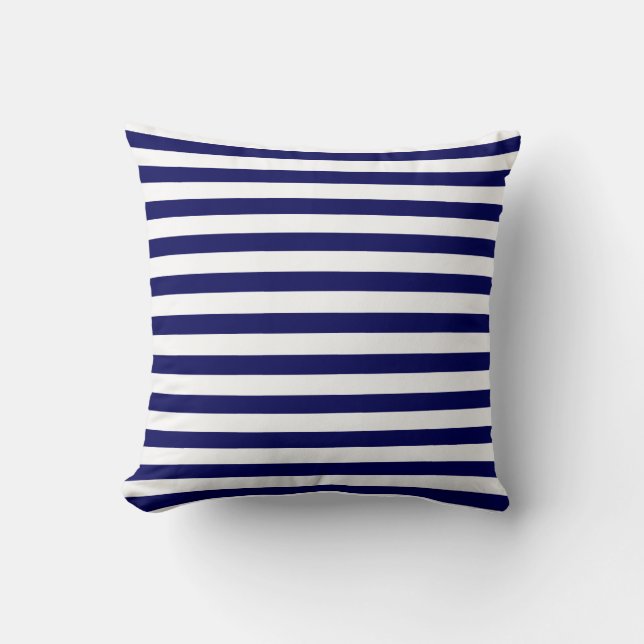 RW&B! Navy/White stripes on front, solid red back Throw Pillow (Front)