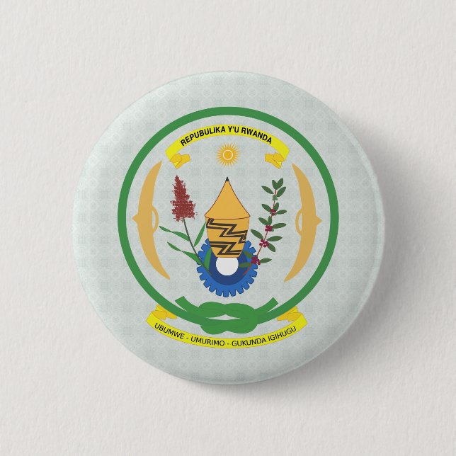 Rwanda Coat of Arms detail Pinback Button (Front)