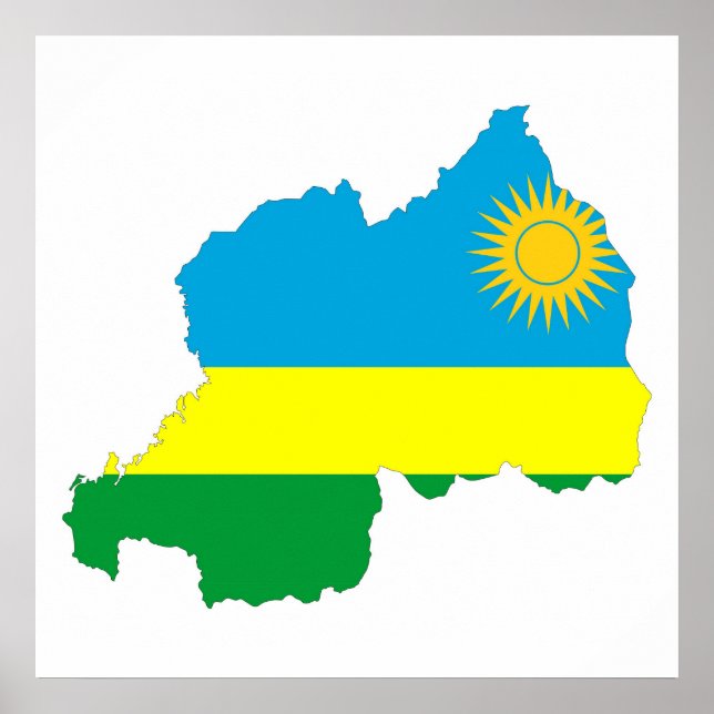 rwanda country flag shape map poster (Front)