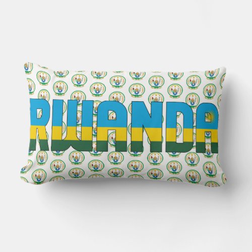 Rwanda Flag and Coat of Arms Patriotic Lumbar Pillow