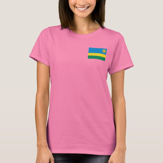 Rwanda Flag and Map dk T-Shirt (Front)