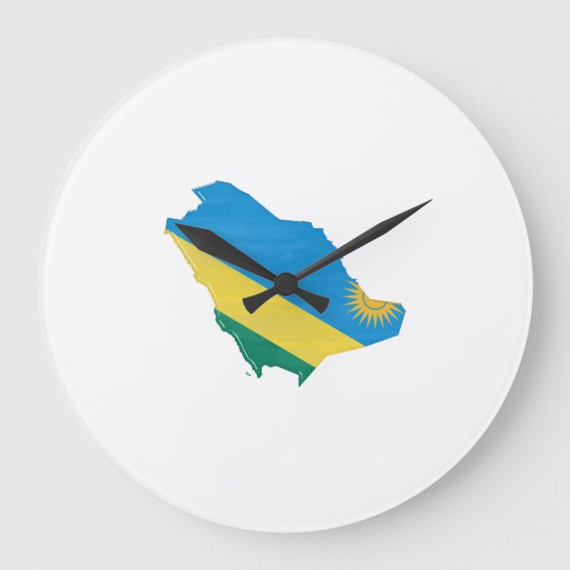 Rwanda flag and map large clock (Front)