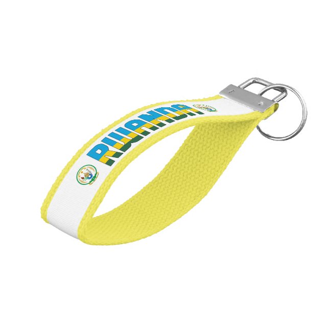 Rwanda Flag Charming Patriotic Wrist Keychain (Angled Up)