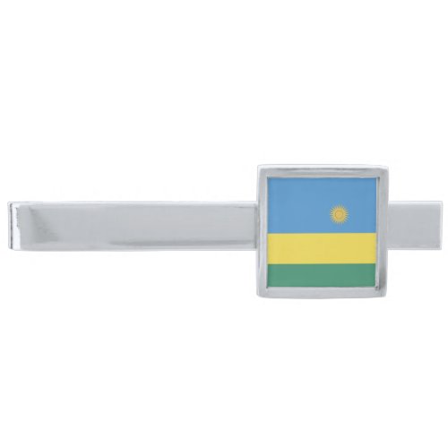 Rwanda Flag Emblem Silver Finish Tie Bar