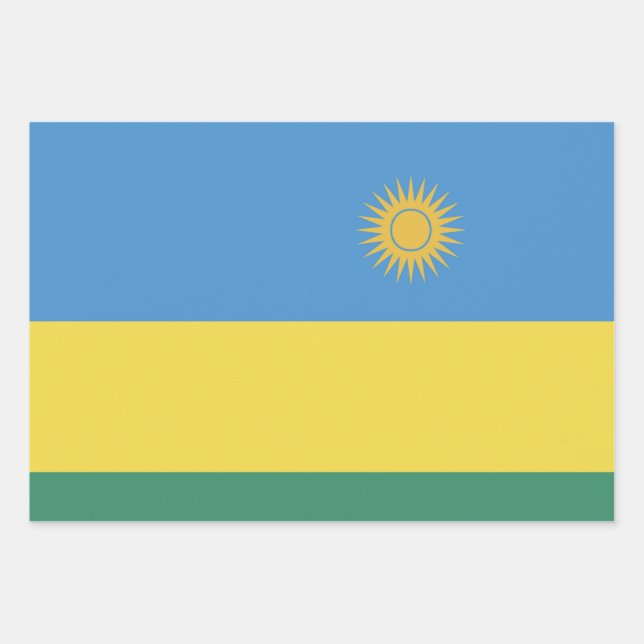 Rwanda Flag Emblem Wrapping Paper Sheets (Front)