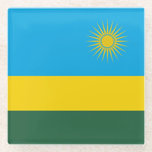 Rwanda Flag Glass Coaster (Front)