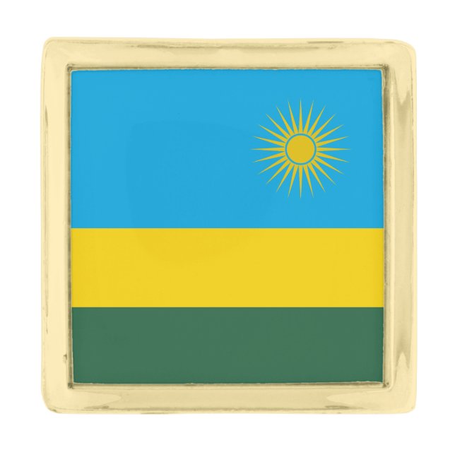 Rwanda Flag Gold Finish Lapel Pin (Front)