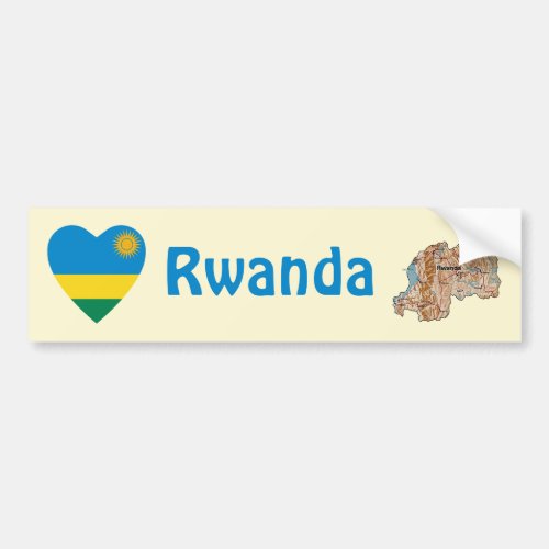 Rwanda Flag Heart  Map Bumper Sticker