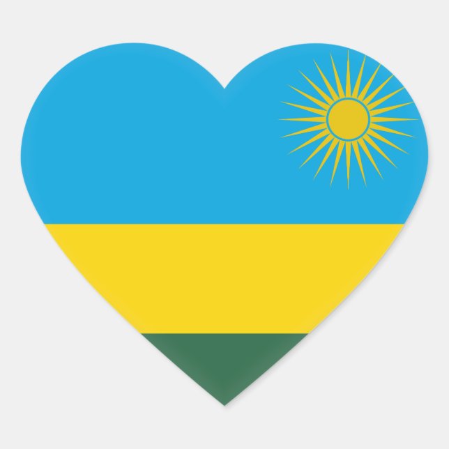 Rwanda Flag Heart Sticker (Front)