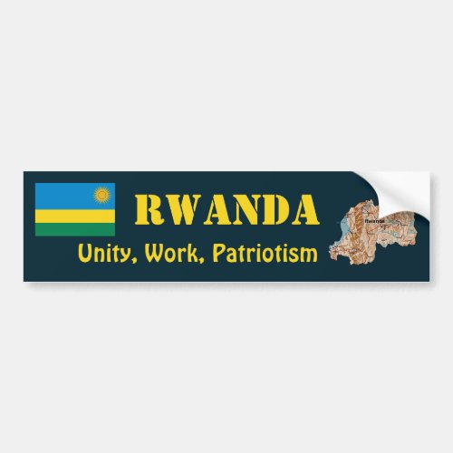 Rwanda Flag  Map Bumper Sticker